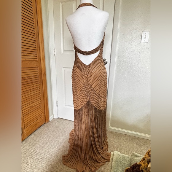 Adrianna Papell Formal Silk Sequin Beaded Event Gown - Picture 4 of 14